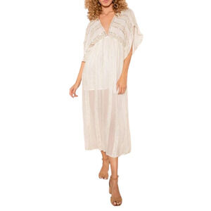 RAGA NEW $185 Sequined Angelica Caftan Dress in‎ Eggshell Medium